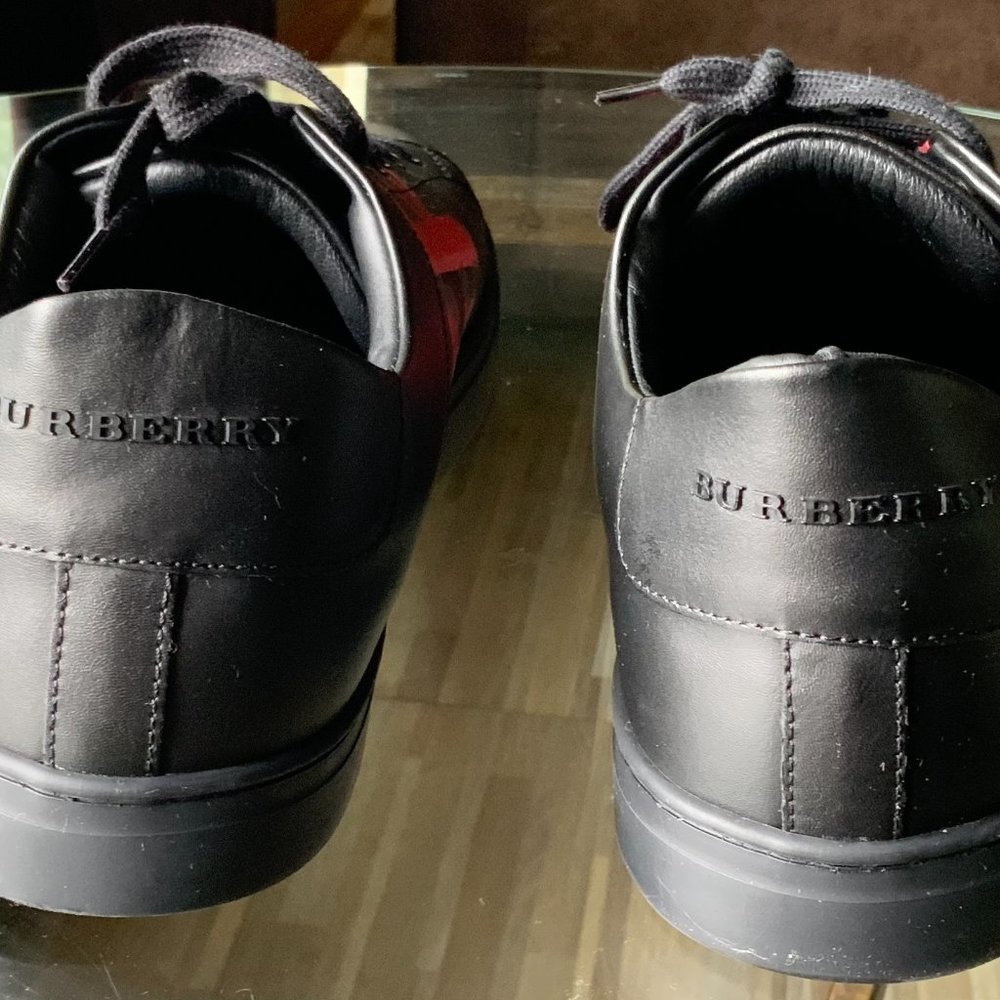 Burberry Men's Albert Logo-Print Leather Sneakers, Black/Red - Picture 9 of 9